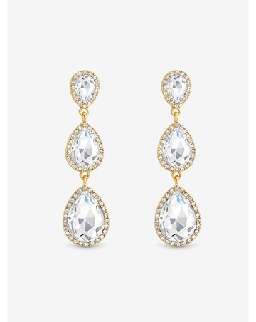 Mood Gold Plated And Crystal Peardrop Earrings