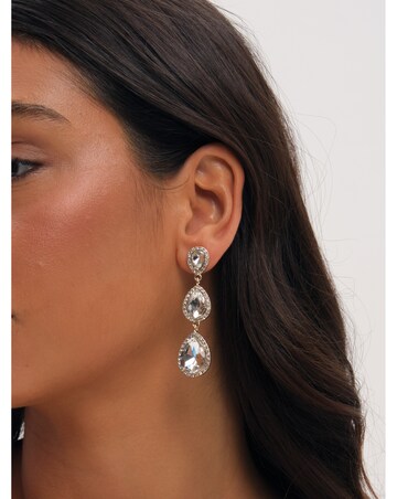 Mood Gold Plated And Crystal Peardrop Earrings