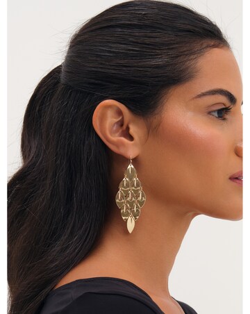 Mood Gold Plated And Polished Graduated Diamond Drop Earrings