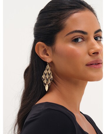 Mood Gold Plated And Polished Graduated Diamond Drop Earrings