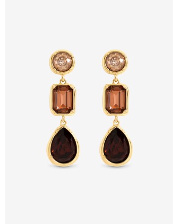 Mood Gold Plated And Red Tonal Stone Drop Earrings