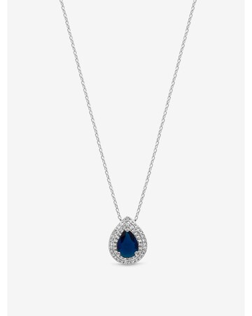 Jon Richard Rhodium Plated Cubic Zirconia Sapphire Pear Pendant