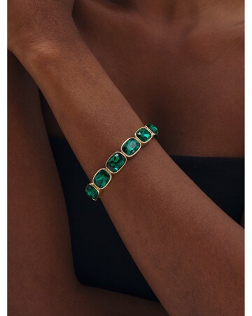 Mood Gold Plated And Emerald Stretch Bracelet