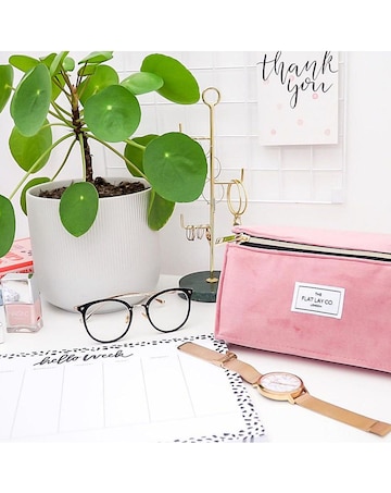 The Flat Lay Co. Makeup Box Bag - Pink Velvet