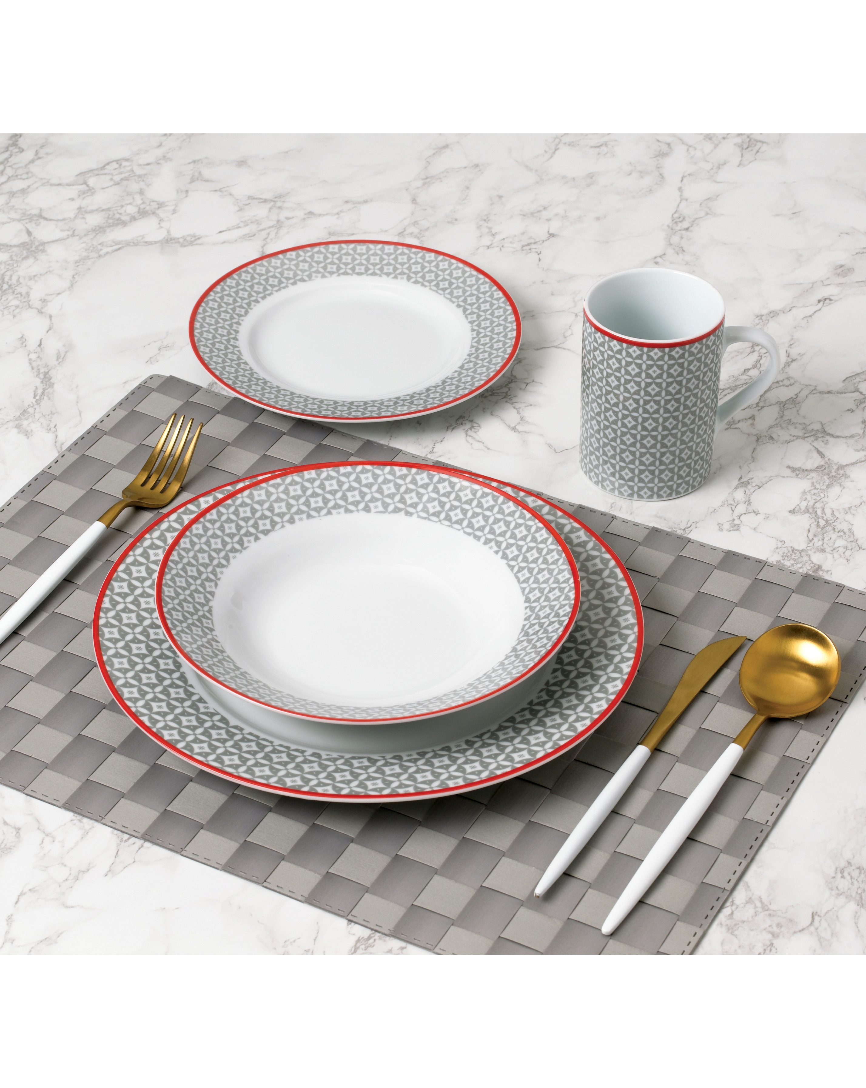 Waterside 24 Piece Grey Dinner Set