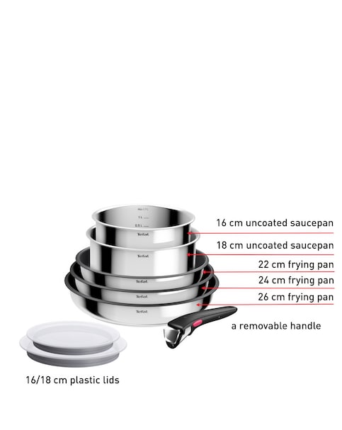 Tefal Ingenio 8 Piece Stainless Pan Set