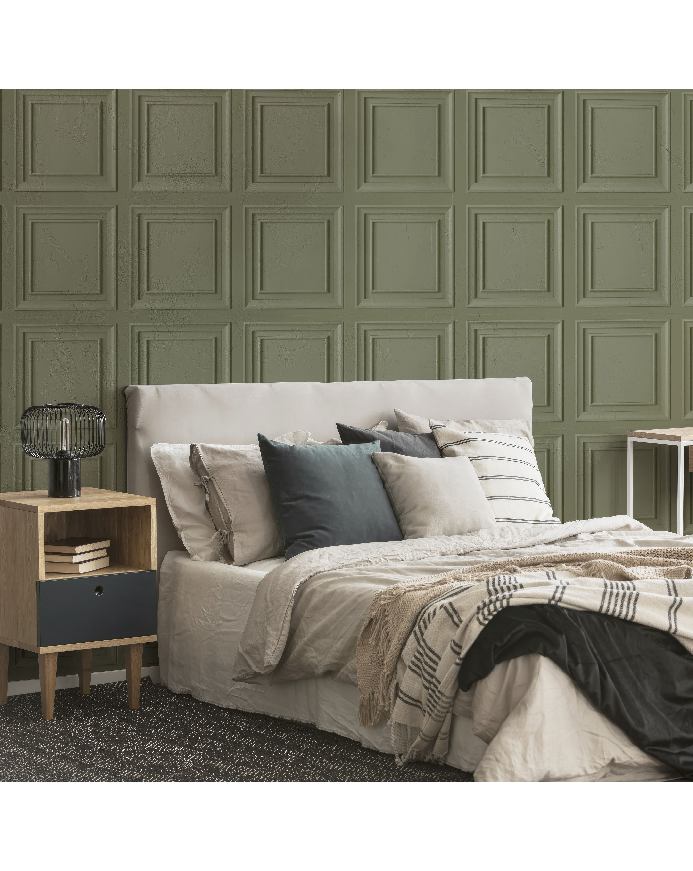 Fresco Wood Panel Sage Green Wallpaper