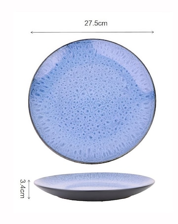 Waterside Blue Reactive Glaze 12 Piece Diner Set