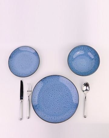 Waterside Blue Reactive Glaze 12 Piece Diner Set