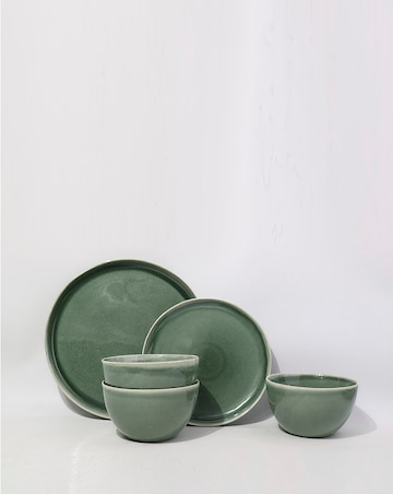 Waterside Green Reactive Glaze 12 Piece Dinner Set