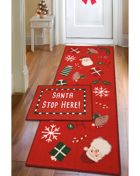 Santa Runner and Doormat Set