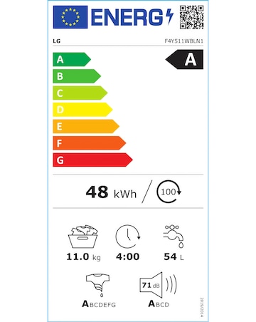 LG TurboWash with AI F4Y511WBLN1 11kg 1400rpm Washing Machine White + Install