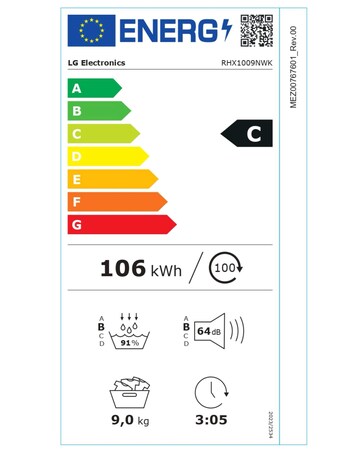 LG X 10 RHX1009NWK 9kg Heat Pump Tumble Dryer - White + Install
