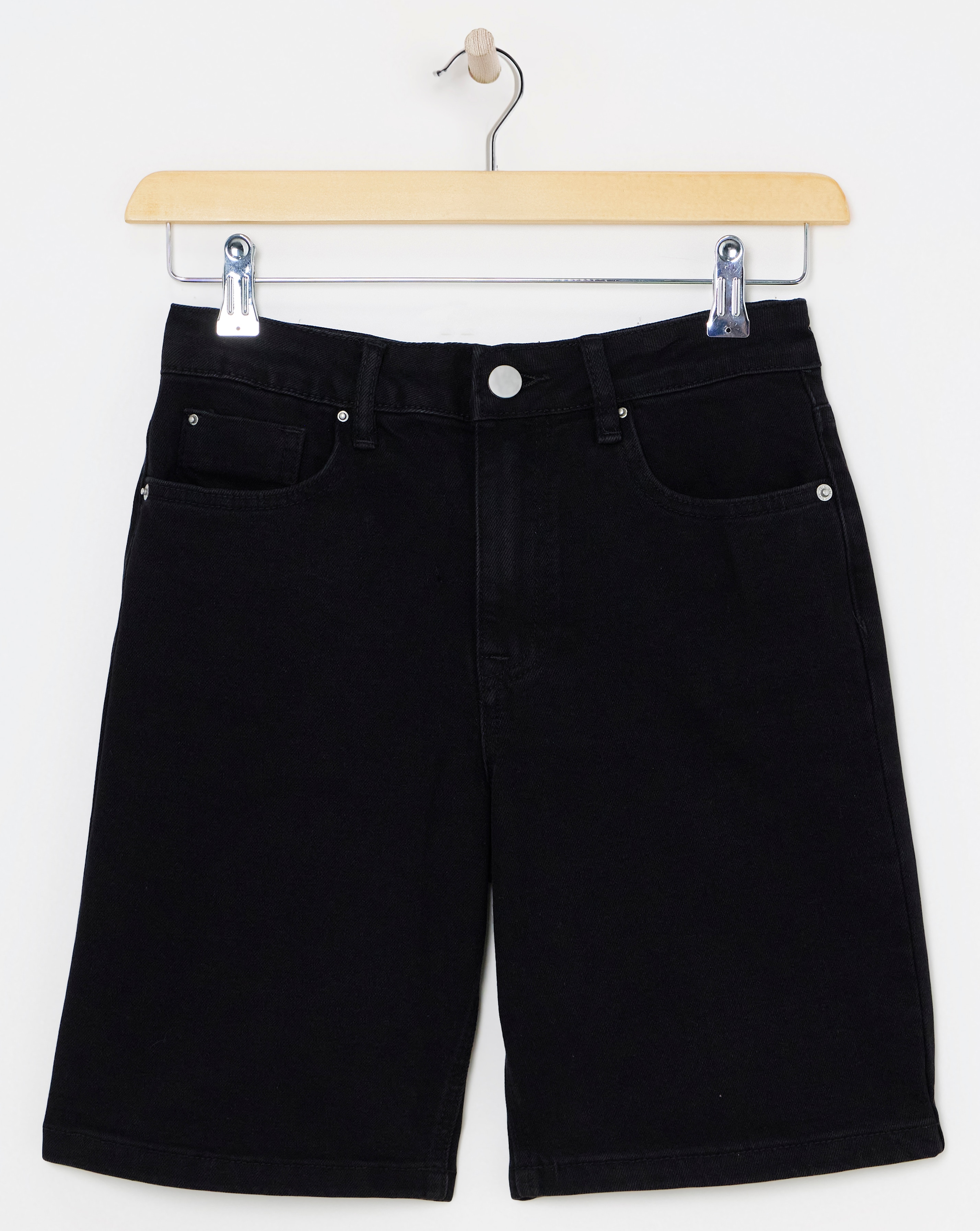 Washed Black Bermuda Denim Shorts