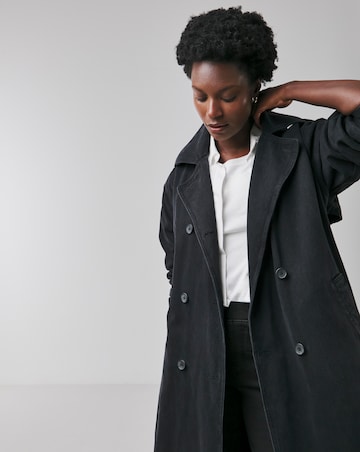 Black Denim Hooded Trench