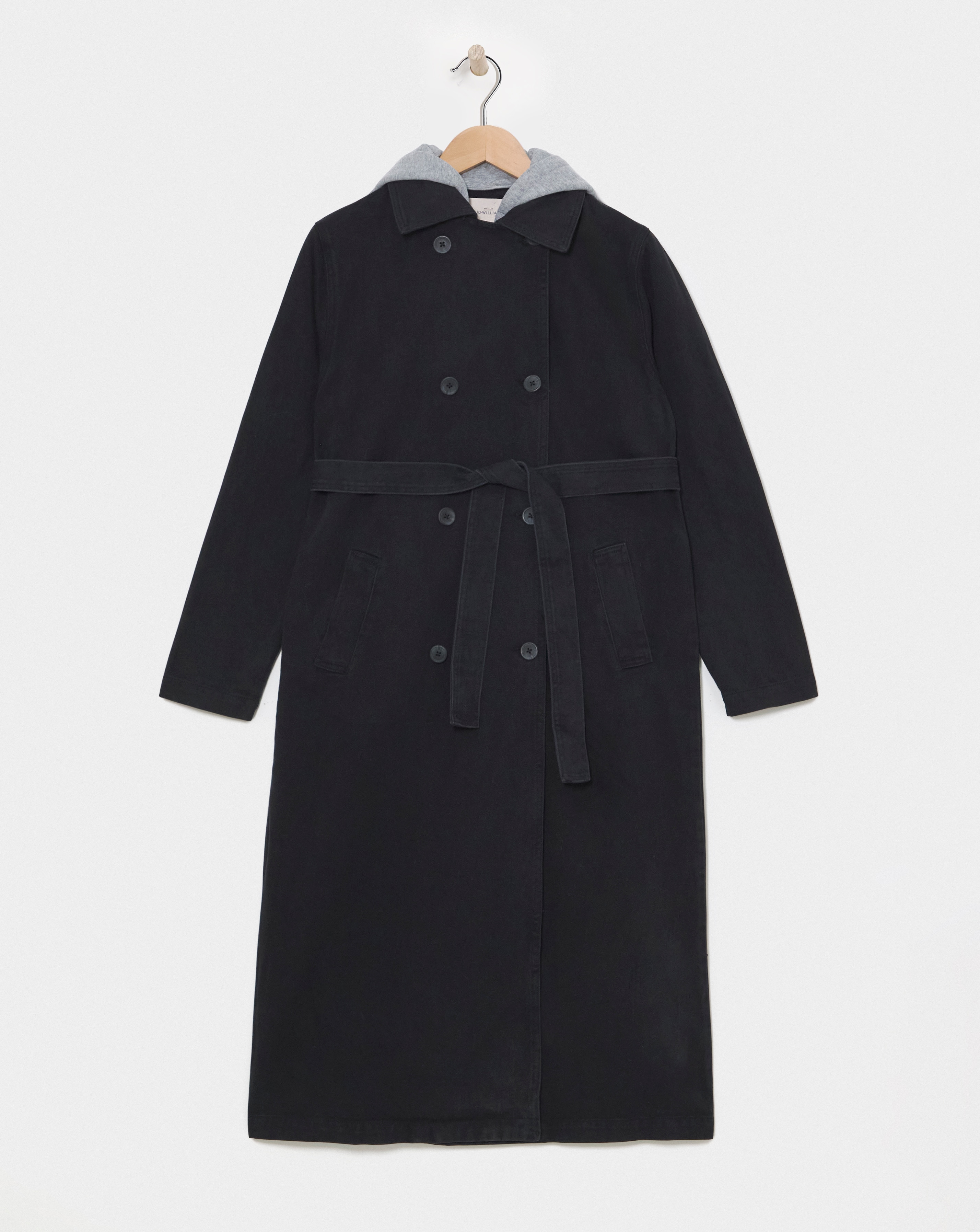 Black Denim Hooded Trench