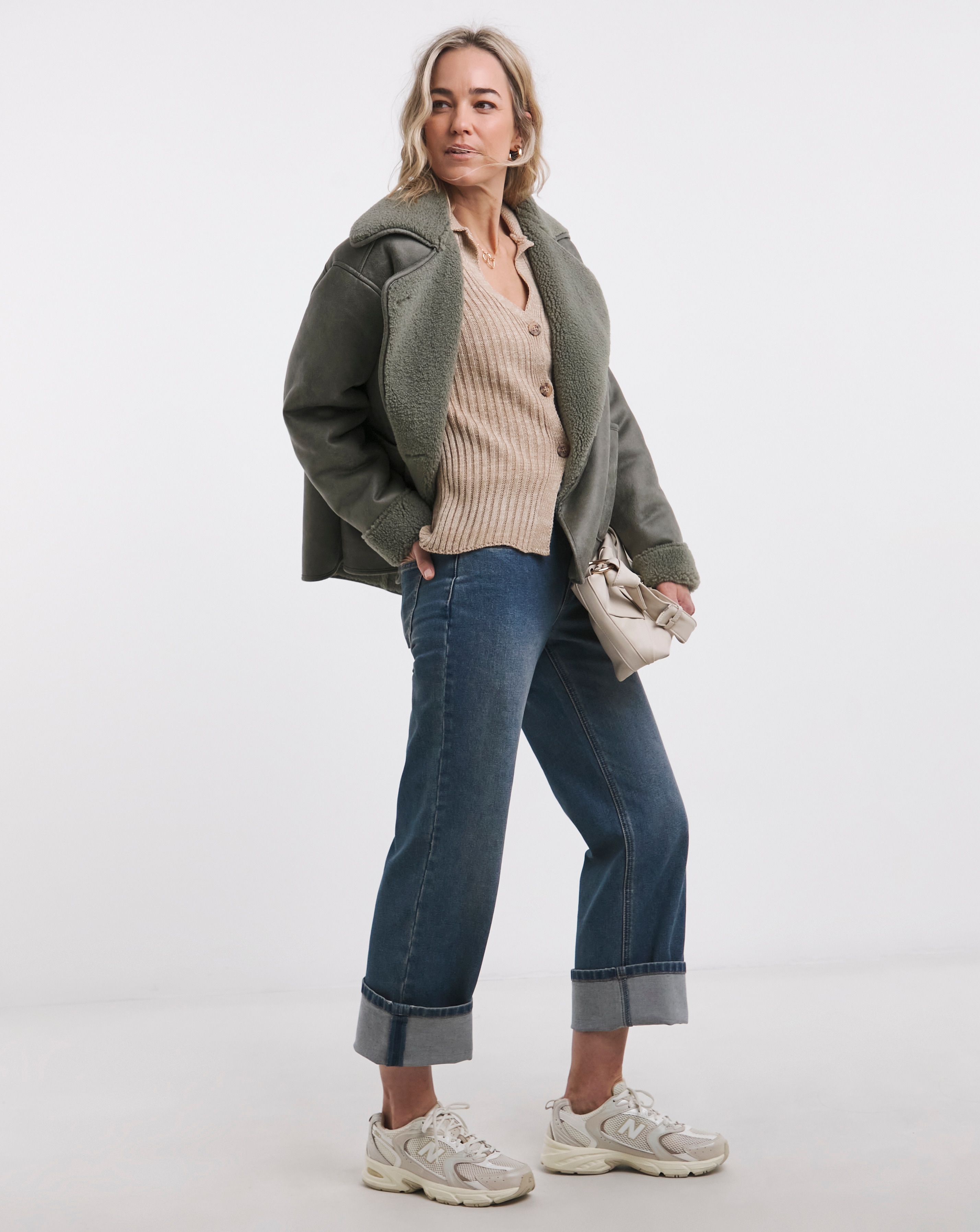 Blue Turn Up Crop Jean