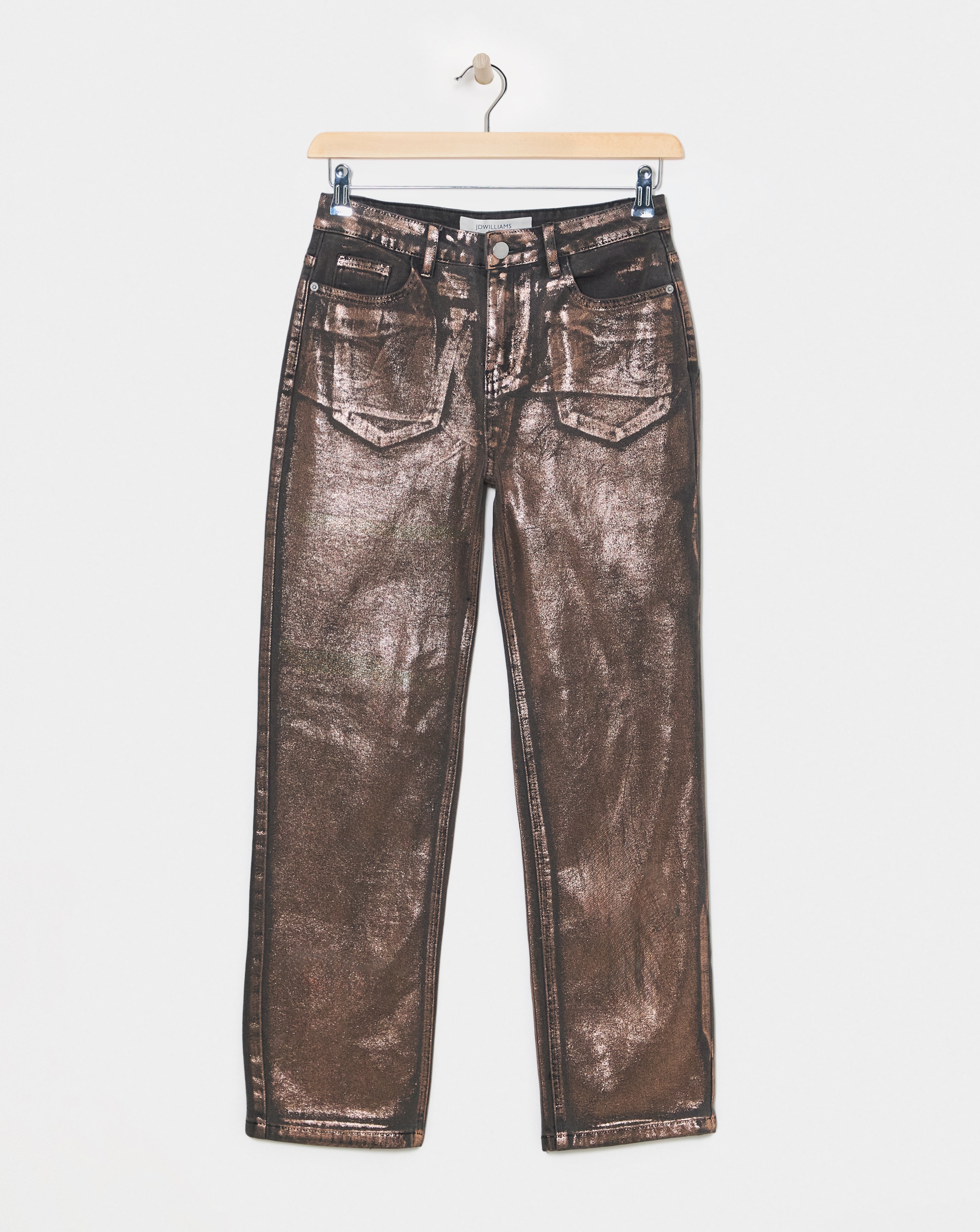 Copper Metallic Straight Leg Jeans