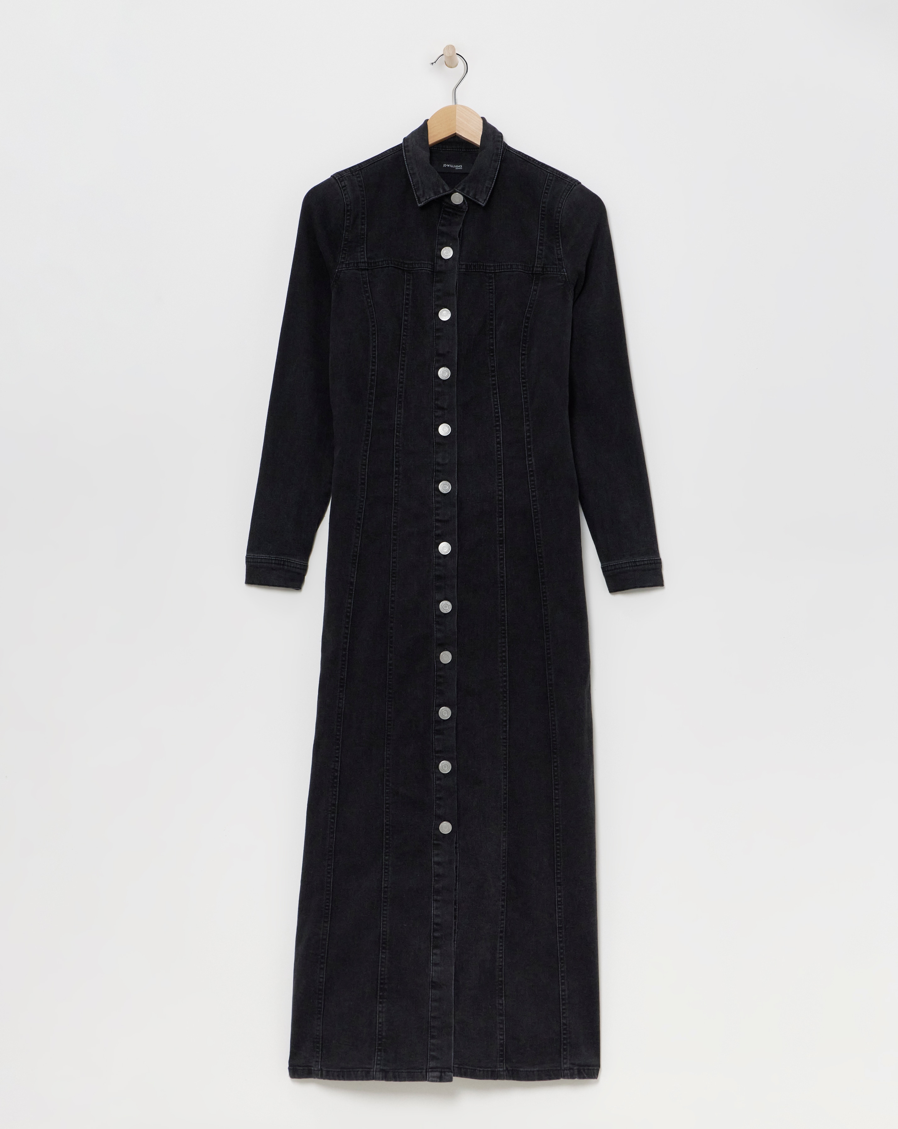 Black Fitted Denim Shirt Dress