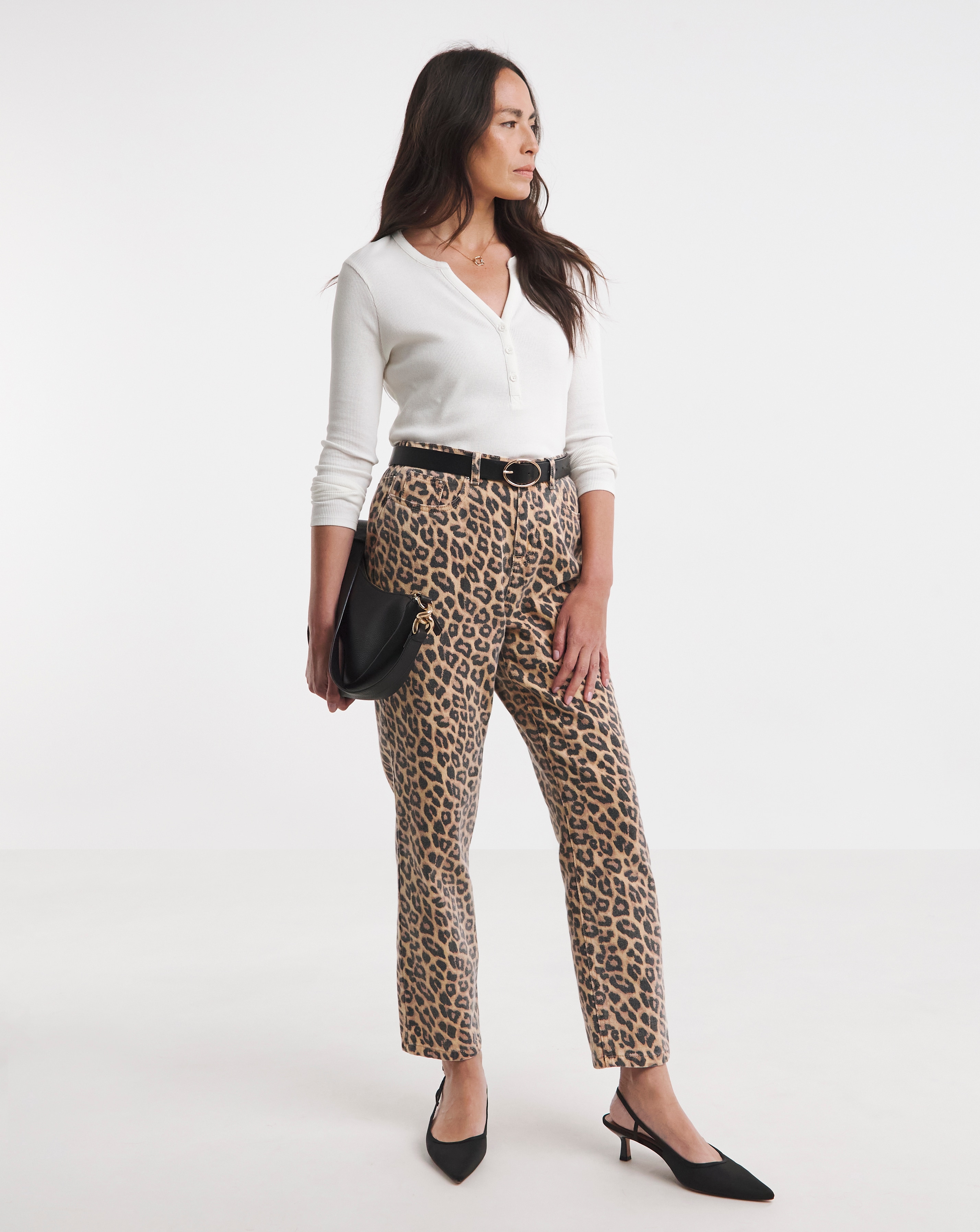 Pure Cotton Leopard Straight Leg Jean