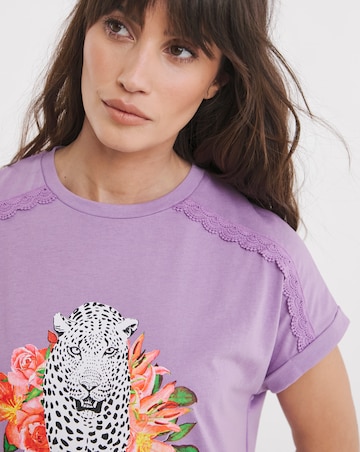 Joe Browns Placement Leopard Print Nightie Lilac