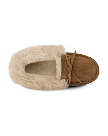 totes Ladies Real Suede Fur Lined Moccasin