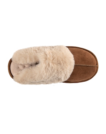totes Ladies Real Suede Mule with Fur Cuff