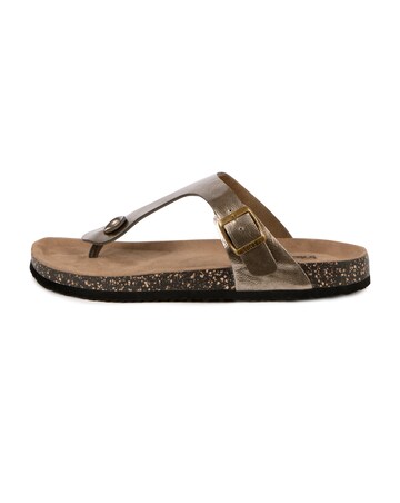 totes Ladies PU Buckle Toe Post Sandals