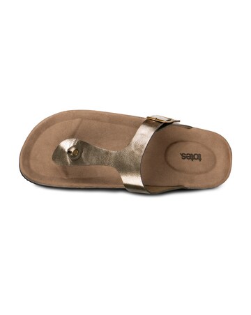 totes Ladies PU Buckle Toe Post Sandals