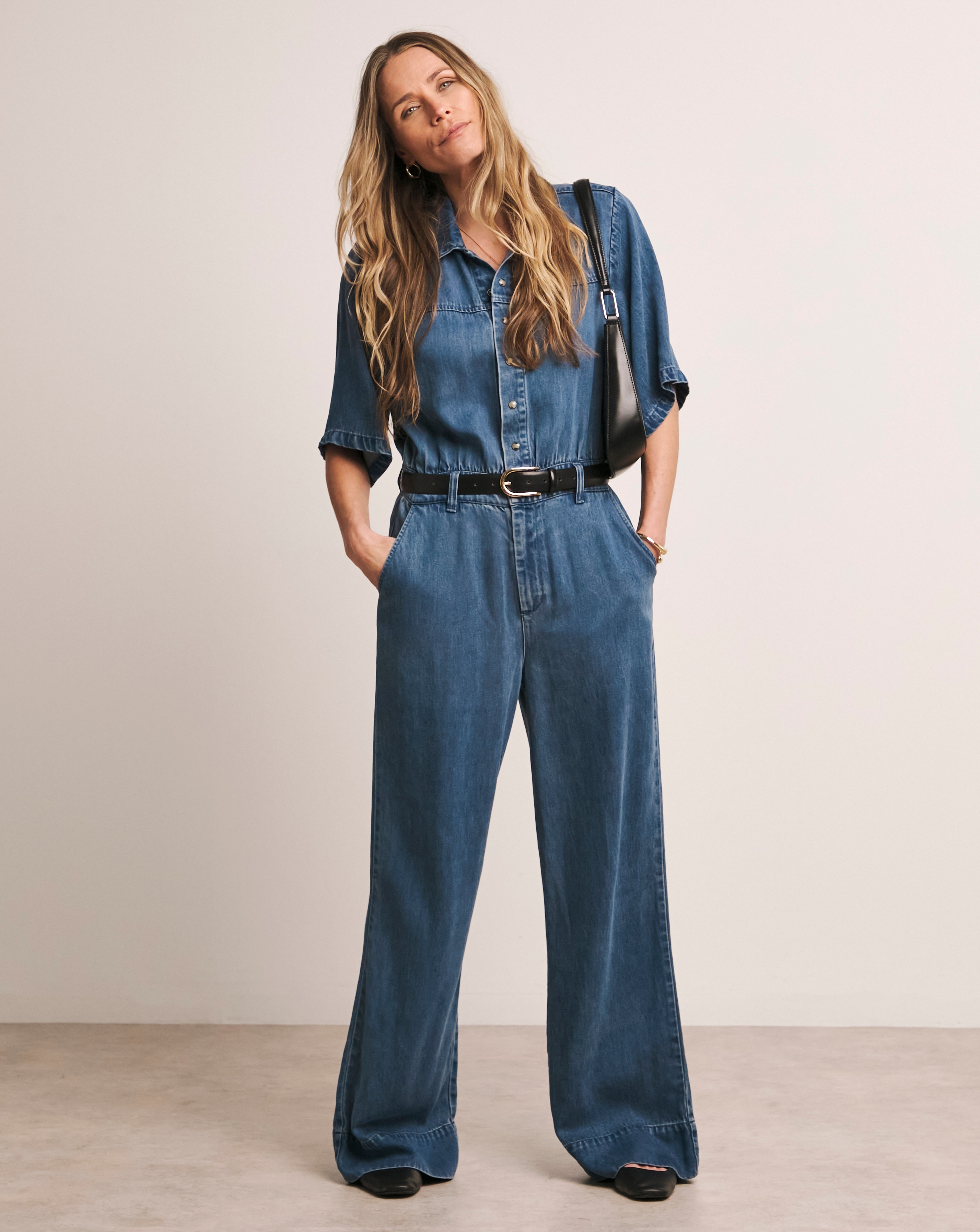 Mid Blue Lyocell Jumpsuit