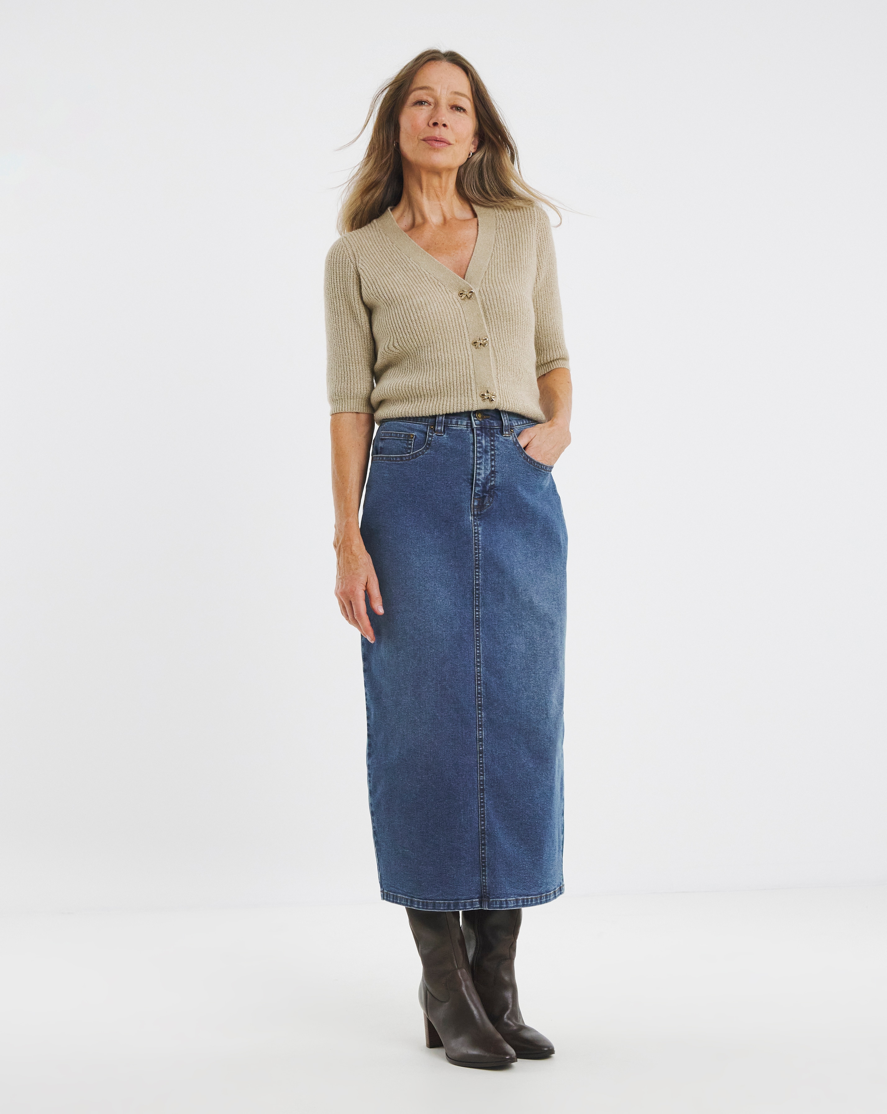 24/7 Mid Blue Maxi Skirt