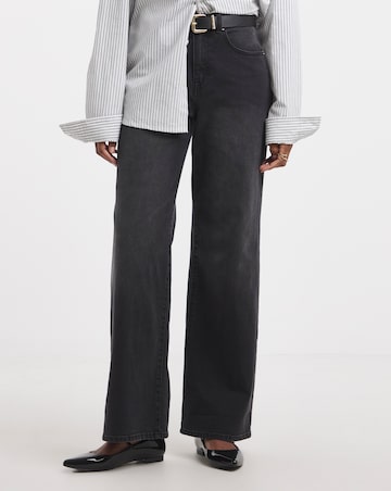 Washed Black Authentic Wide Leg Jeans