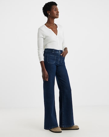 Indigo Pocket Front Wide Leg Jean