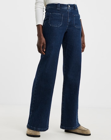 Indigo Pocket Front Wide Leg Jean