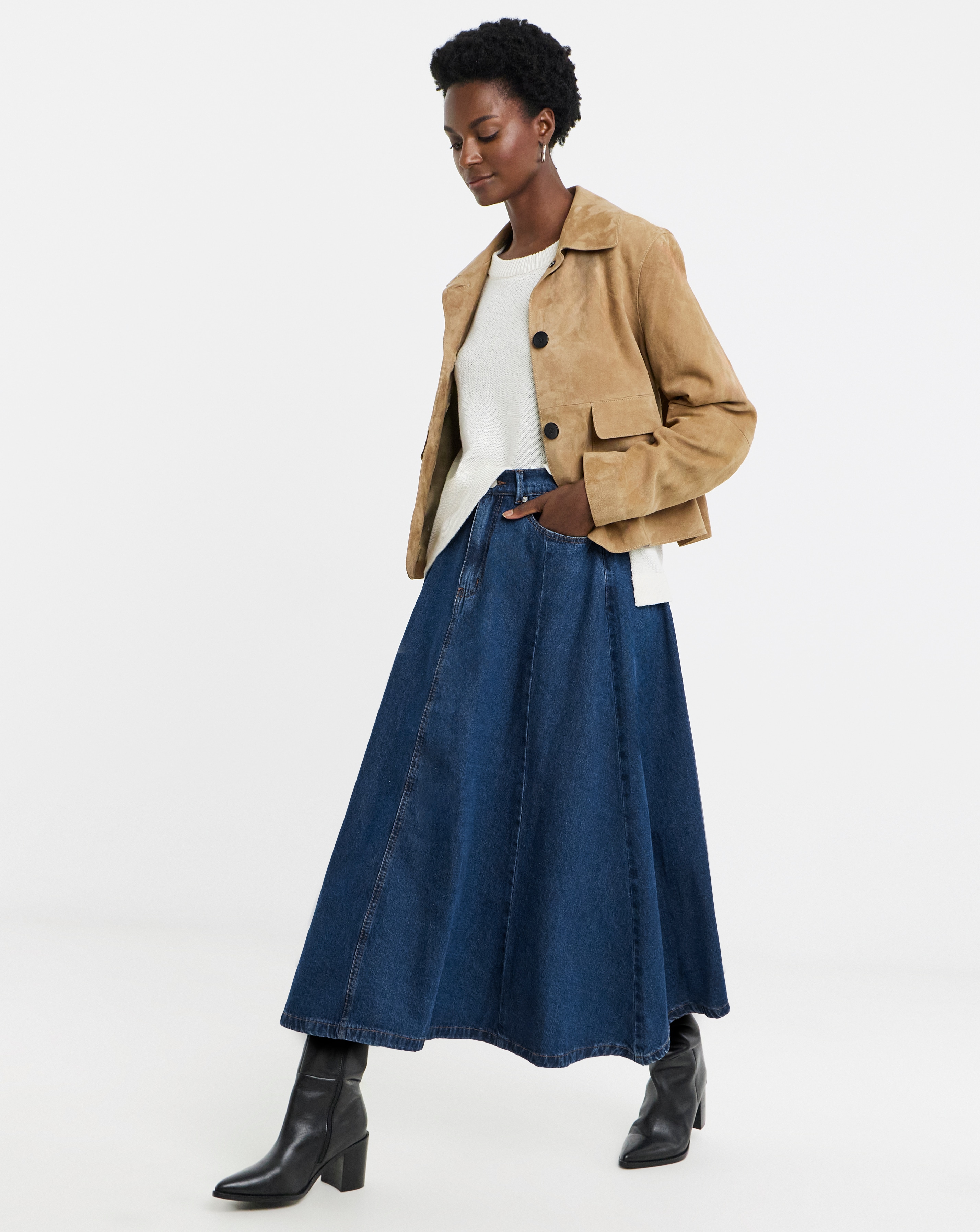 Mid Blue Denim Full Circle Skirt