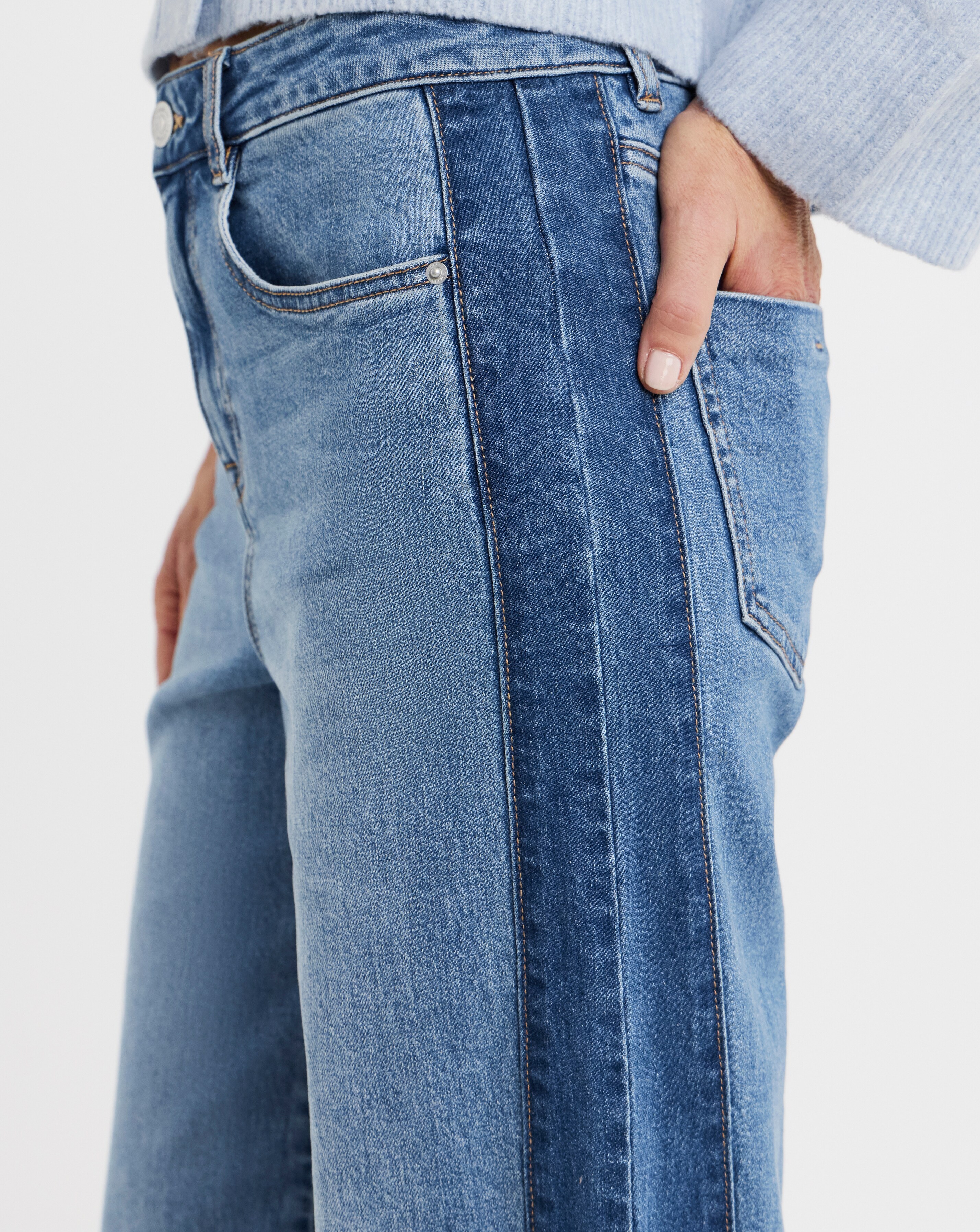 Authentic Side Stripe Wide Leg Jeans