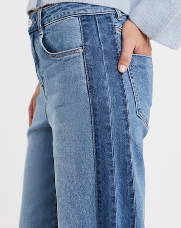 Mid Blue Authentic Side Stripe Wide Leg Jeans