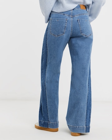 Mid Blue Authentic Side Stripe Wide Leg Jeans
