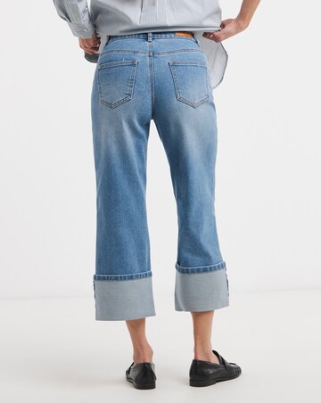 Blue Straight Leg Turn Up Jeans