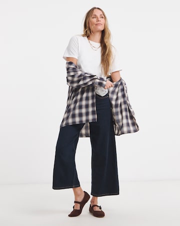 24/7 Dark Blue Wide Crop Jeans