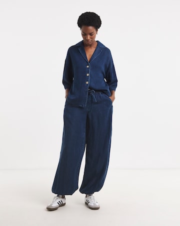 Blue Lyocell Balloon Leg Jogger Jeans
