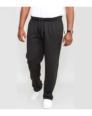 D555 Big & Tall Albert Jogging Bottom with Open Hem and Zipper Pockets - Black