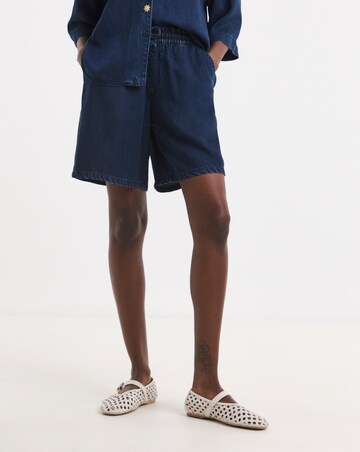 Blue Lyocell Jogger Shorts