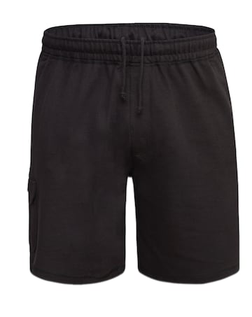D555 Big & Tall John Lightweight Cotton Cargo Shorts with Zipper Pockets - Black