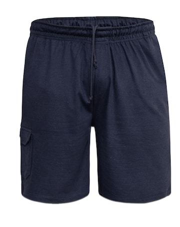 D555 Big & Tall John Lightweight Cotton Cargo Shorts with Side Zip Pocket - Navy