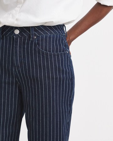 Indigo Stripe Straight Crop Jeans