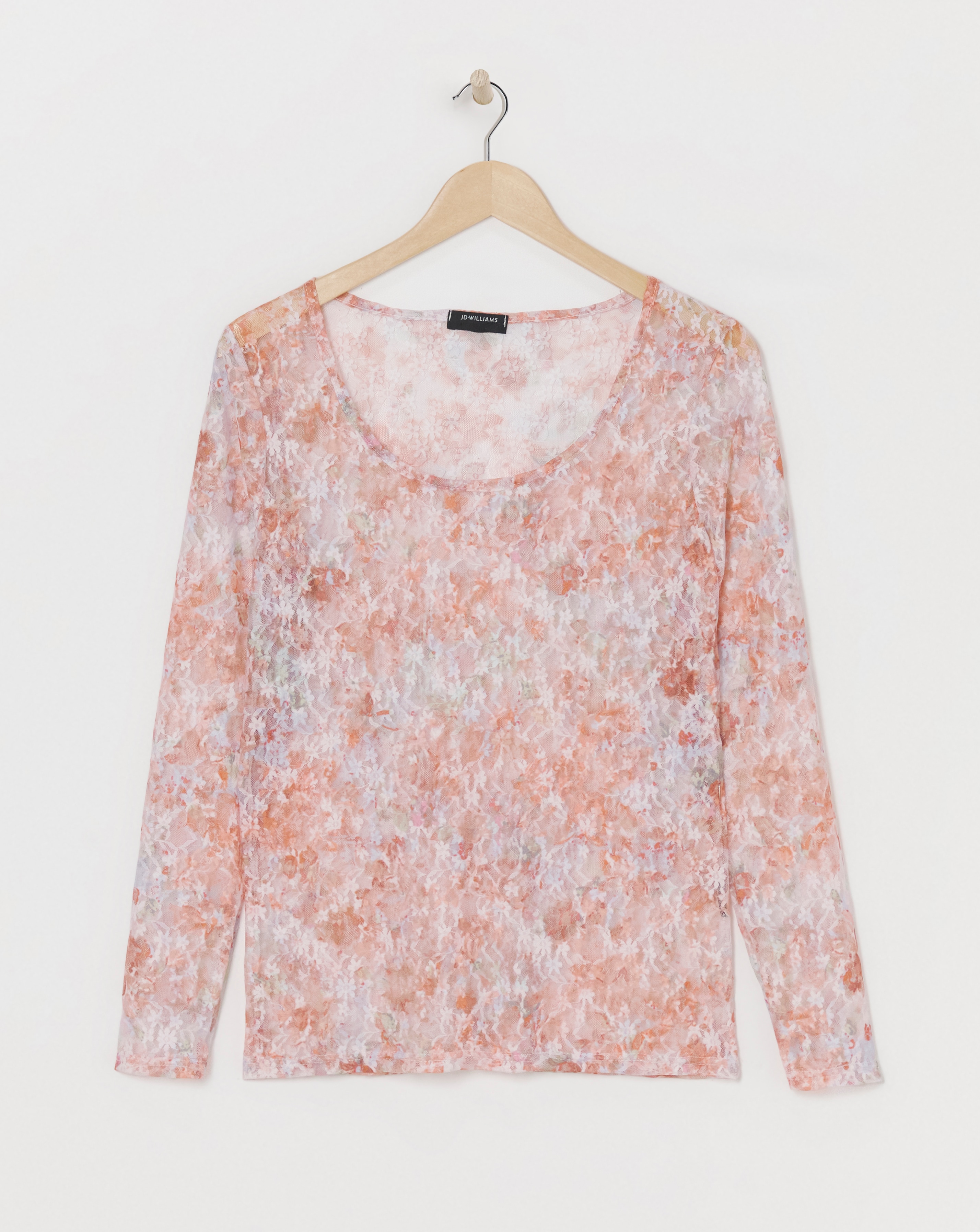 Printed Lace Long Sleeve Top
