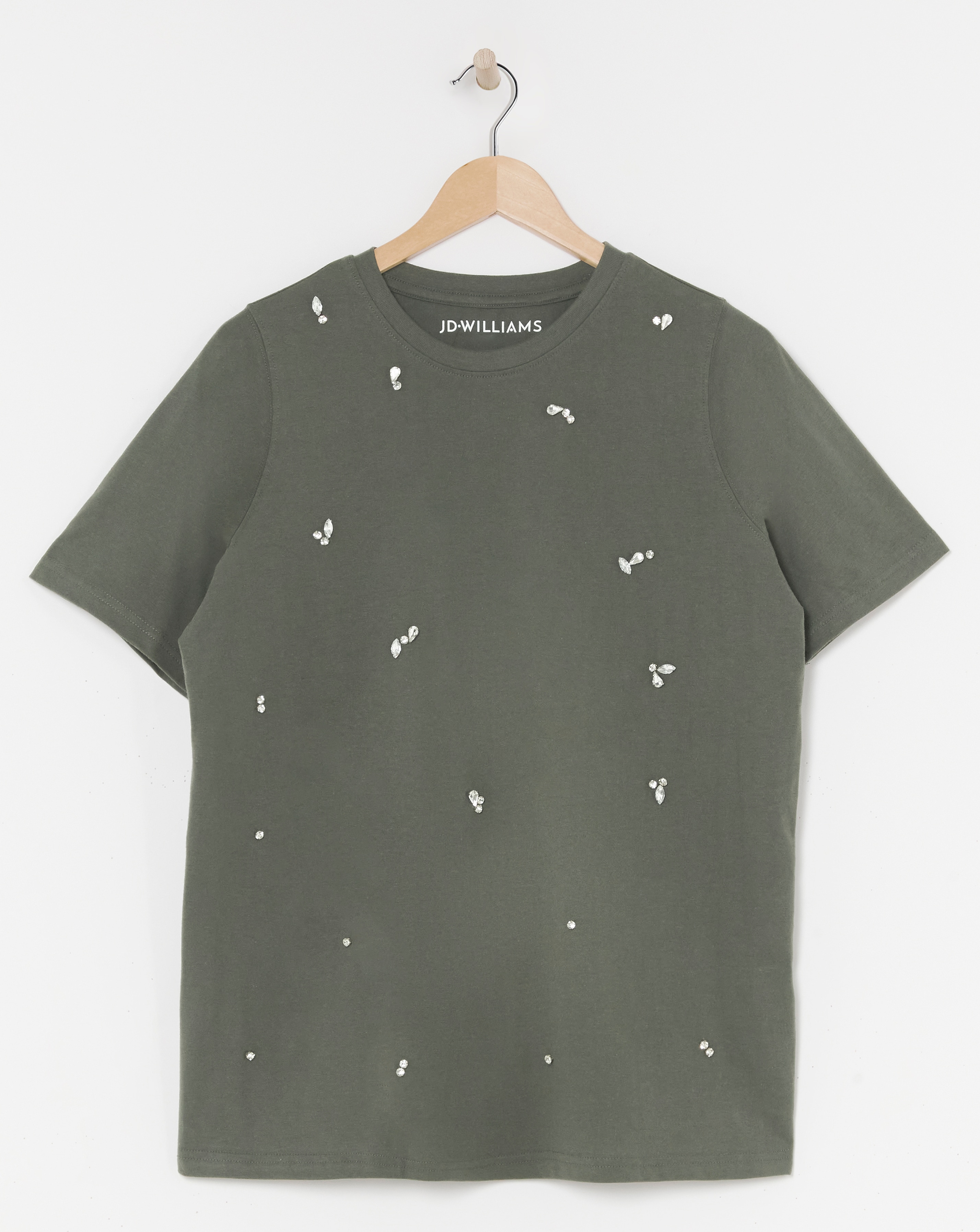 Crew Neck Scatter Embellished T-shirt
