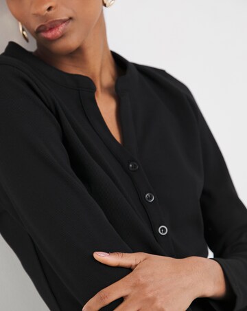Black Henley Long Sleeve Top