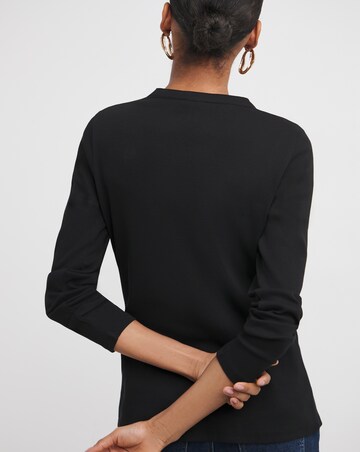 Black Henley Long Sleeve Top